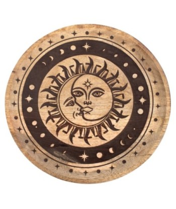 Bandeja Decorativa Sol y Luna de Madera para Decoración del Hogar, Diseño Étnico, Ideal para Regalos y Decoración