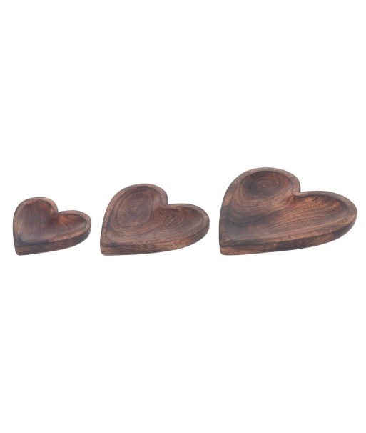 Bandejas Decorativas Corazón de Madera, Set de 3, Bandejas Multiusos para Comedor, Cocina, Sala, Regalo Ideal