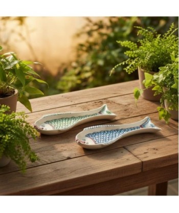 Bandeja Decorativa de Cerámica, Diseño Pez, Set de 2, Ideal para Hogar, Cocina, Regalo Original, Estilo Bohemio