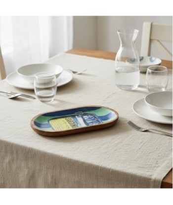 Bandeja Decorativa de Madera y Resina con Diseño de Sardinas, Ideal para Cocina y Decoración Marinera, Set de