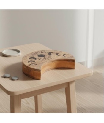 Caja Luna Decorativa para Almacenamiento, Diseño Étnico, Ideal para Regalos, Decoración de Hogar, Madera de Mango