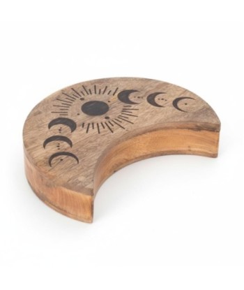 Caja Luna Decorativa para Almacenamiento, Diseño Étnico, Ideal para Regalos, Decoración de Hogar, Madera de Mango