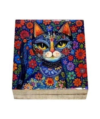 Caja para Gato Decorativa de Madera - Diseño Multicolor - Ideal para Organización y Decoración del Hogar