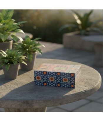 Caja Decorativa de Flores de Madera para Almacenamiento y Decoración del Hogar, Estilo Artesanal, Ideal para