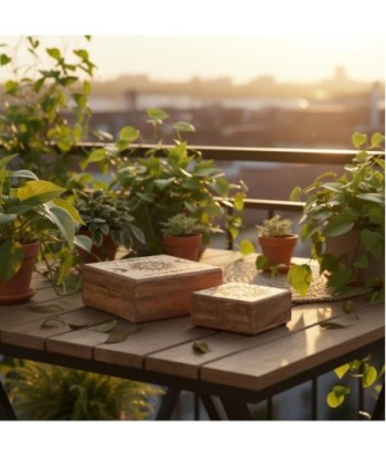 Juego de 2 Cajas Decorativas de Madera Mango para Almacenamiento y Decoración del Hogar, Diseño Etnico Moderno Juego de 2 Cajas Decorativas de Madera Mango para Almacenamiento y Decoración del Hogar, Diseño Etnico Moderno