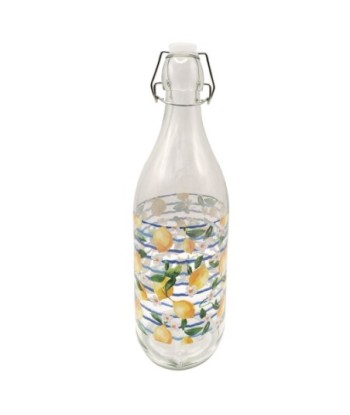 Botella de Vidrio con Tapón para Limones, Ideal para Agua, Bebidas y Decoración de Cocina, 32 cm de Altura