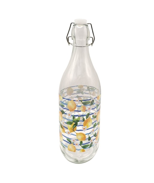 Botella de Vidrio con Tapón para Limones, Ideal para Agua, Bebidas y Decoración de Cocina, 32 cm de Altura