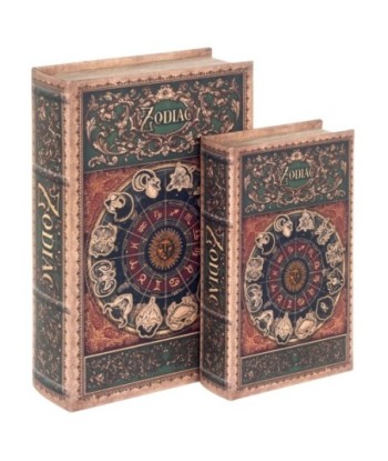 Set de 2 Cajas Libro Decorativas Zodiaco para Hogar y Oficina, Regalo Ideal, Diseño Elegante y Funcional