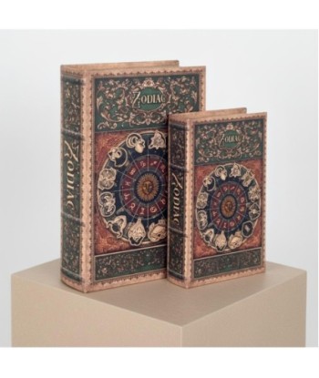 Set de 2 Cajas Libro Decorativas Zodiaco para Hogar y Oficina, Regalo Ideal, Diseño Elegante y Funcional