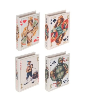 Caja Libro Decorativa con Baraja de Cartas, Diseño de Mapa del Mundo, Ideal para Decoración del Hogar y Oficina