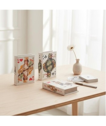 Caja Libro Decorativa con Baraja de Cartas, Diseño de Mapa del Mundo, Ideal para Decoración del Hogar y Oficina