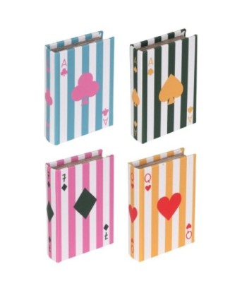 Caja Libro Decorativa con Baraja de Cartas, Diseño de Mapa del Mundo, Ideal para Decoración del Hogar y Oficina