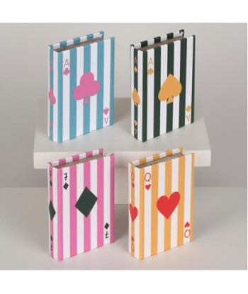 Caja Libro Decorativa con Baraja de Cartas, Diseño de Mapa del Mundo, Ideal para Decoración del Hogar y Oficina