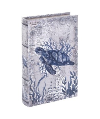 Caja Libro Decorativa Tortuga Azul - Almacenamiento Oculto - Diseño Marinero - Ideal para Decoración de Hogar
