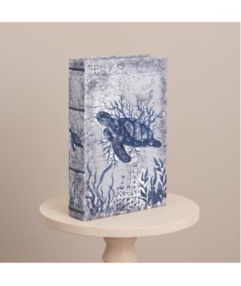 Caja Libro Decorativa Tortuga Azul - Almacenamiento Oculto - Diseño Marinero - Ideal para Decoración de Hogar