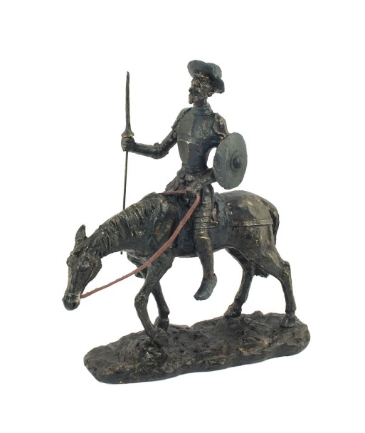 ORIGEN Home Decor Figura Don quijote caballo Bronce | Figura de Sobremesa Negro - 30x26x8cm