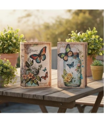 Caja Decorativa Libro Mariposas Diseño Doble - Ideal para Almacenamiento y Decoración en Hogar y Oficina