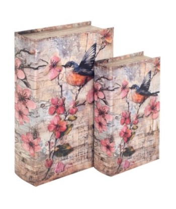 Set de 2 Cajas Decorativas con Diseño de Pájaros, Ideal para Almacenaje y Decoración de Hogar, Regalo Original