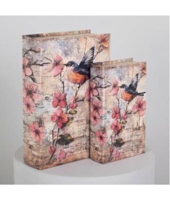 Set de 2 Cajas Decorativas con Diseño de Pájaros, Ideal para Almacenaje y Decoración de Hogar, Regalo Original