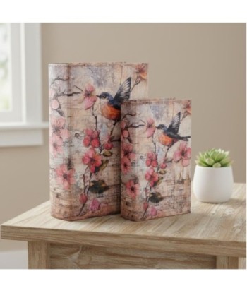 Set de 2 Cajas Decorativas con Diseño de Pájaros, Ideal para Almacenaje y Decoración de Hogar, Regalo Original