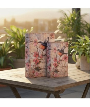 Set de 2 Cajas Decorativas con Diseño de Pájaros, Ideal para Almacenaje y Decoración de Hogar, Regalo Original