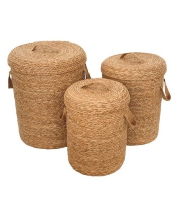 Juego de 3 cestas decorativas de almacenamiento, organizador para hogar, cestas multiusos, diseño natural, cestas