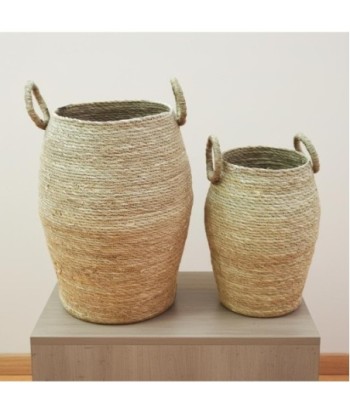 Juego de 2 cestas decorativas multiusos para almacenamiento, organizador de palma y hierba marina, ideal para Juego de 2 cestas decorativas multiusos para almacenamiento, organizador de palma y hierba marina, ideal para