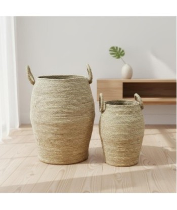 Juego de 2 cestas decorativas multiusos para almacenamiento, organizador de palma y hierba marina, ideal para Juego de 2 cestas decorativas multiusos para almacenamiento, organizador de palma y hierba marina, ideal para