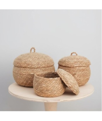 Juego de 3 cestas de almacenamiento decorativas para hogar, organizador de palma y hierba marina, diseño natural Juego de 3 cestas de almacenamiento decorativas para hogar, organizador de palma y hierba marina, diseño natural