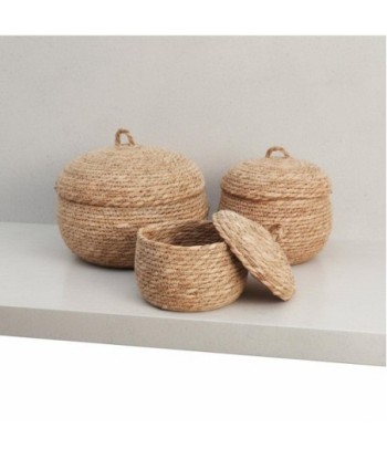 Juego de 3 cestas de almacenamiento decorativas para hogar, organizador de palma y hierba marina, diseño natural Juego de 3 cestas de almacenamiento decorativas para hogar, organizador de palma y hierba marina, diseño natural