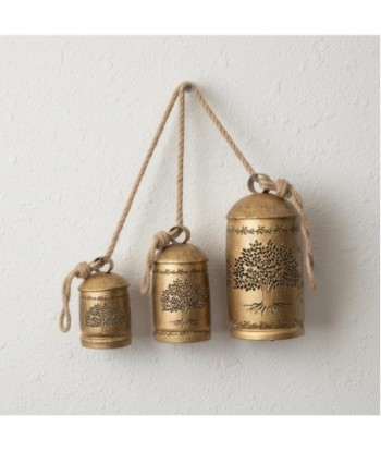 Juego de 3 Campanas Decorativas de Metal para Colgar, Diseño Étnico, Adorno de Pared, Ideal para Hogar y Oficina
