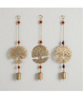 Colgante Decorativo Árbol de la Vida con Campanas, Diseño Étnico, Set de 3 Unidades, Ideal para Hogar y Regalo