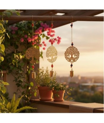 Colgante Decorativo Árbol de la Vida con Campanas, Diseño Étnico, Set de 3 Unidades, Ideal para Hogar y Regalo