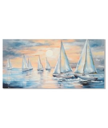 Cuadro Decorativo Barcos Estilo Marinero Lienzo Impreso para Sala de Estar y Oficina, Arte Náutico en Azul