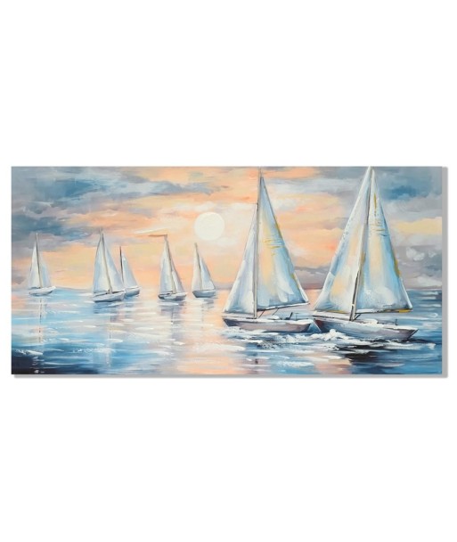 Cuadro Decorativo Barcos Estilo Marinero Lienzo Impreso para Sala de Estar y Oficina, Arte Náutico en Azul