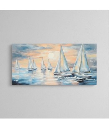 Cuadro Decorativo Barcos Estilo Marinero Lienzo Impreso para Sala de Estar y Oficina, Arte Náutico en Azul