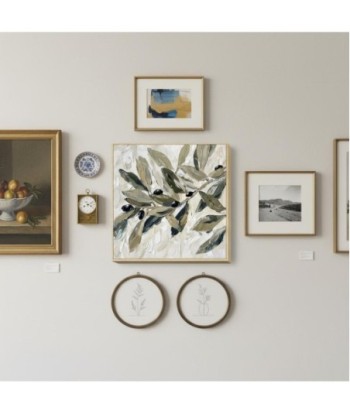 Cuadro Decorativo Moderno Hojas Abstractas 60x60 cm para Sala de Estar, Dormitorio, Oficina - Decoración Pared