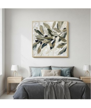 Cuadro Decorativo Moderno Hojas Abstractas 60x60 cm para Sala de Estar, Dormitorio, Oficina - Decoración Pared