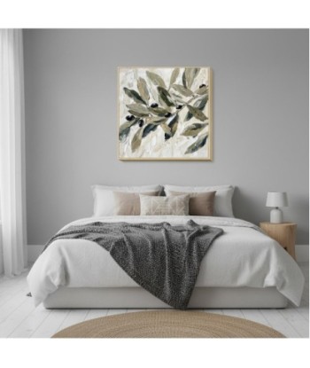 Cuadro Decorativo Moderno Hojas Abstractas 60x60 cm para Sala de Estar, Dormitorio, Oficina - Decoración Pared