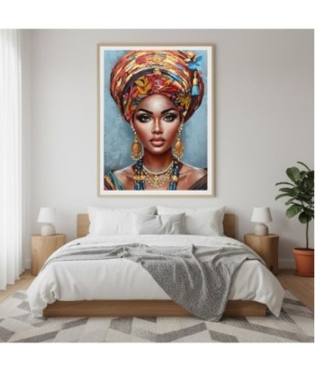 Cuadro Decorativo Mujer Africana Arte Etnico para Pared - Ideal para Sala de Estar, Oficina o Dormitorio - Decoración