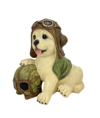 Perro Piloto Decorativo en Resina, Figura de Animal para Adornos y Regalos Originales, Estilo Bohemio, 14 cm