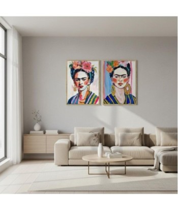 Cuadro Decorativo Mujer con Flores, Set de 2, Arte Moderno para Hogar, Decoración Pared, Diseño Contemporáneo