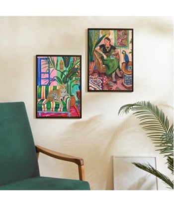 Cuadro Decorativo Mujer y Tigre - Arte de Pared Moderno - Set de 2 Piezas - Ideal para Hogar u Oficina