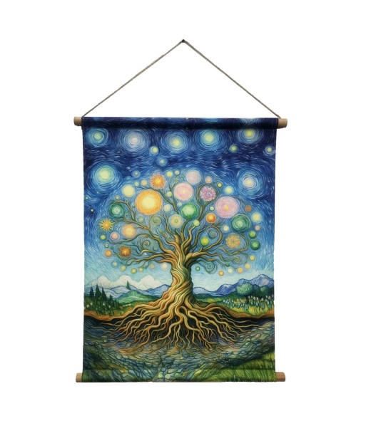 Lienzo Enrollable Árbol de la Vida Decoración de Pared, Cuadro Oriental Multicolor para Hogar y Oficina