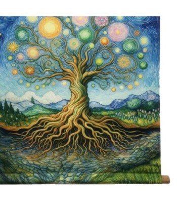 Lienzo Enrollable Árbol de la Vida Decoración de Pared, Cuadro Oriental Multicolor para Hogar y Oficina