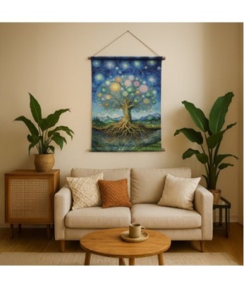 Lienzo Enrollable Árbol de la Vida Decoración de Pared, Cuadro Oriental Multicolor para Hogar y Oficina