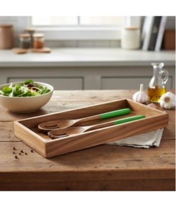 Set de Cuchara y Tenedor de Madera de Acacia para Cocina, Ideal para Servir Ensaladas y Platos, Diseño Ergonómico