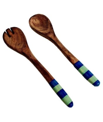 Set de Cubiertos de Cocina - Cuchara y Tenedor de Madera y Resina - Ideal para Servir y Decorar - Diseño Moderno