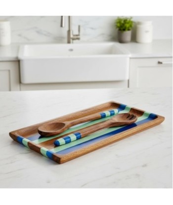 Set de Cubiertos de Cocina - Cuchara y Tenedor de Madera y Resina - Ideal para Servir y Decorar - Diseño Moderno