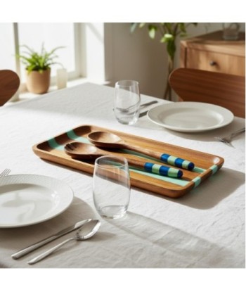 Set de Cubiertos de Cocina - Cuchara y Tenedor de Madera y Resina - Ideal para Servir y Decorar - Diseño Moderno